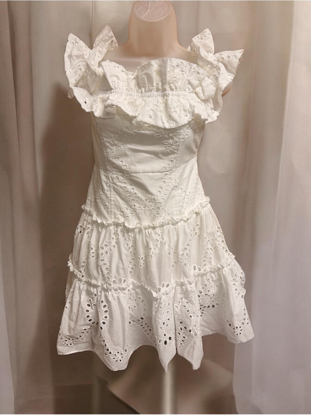 Zara White Eyelet Ruffle Sundress